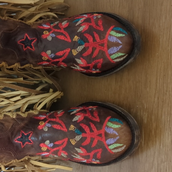 Free People X Mexicans Cross Train Embroidered Cowboy Boots size 7 - Picture 3 of 9